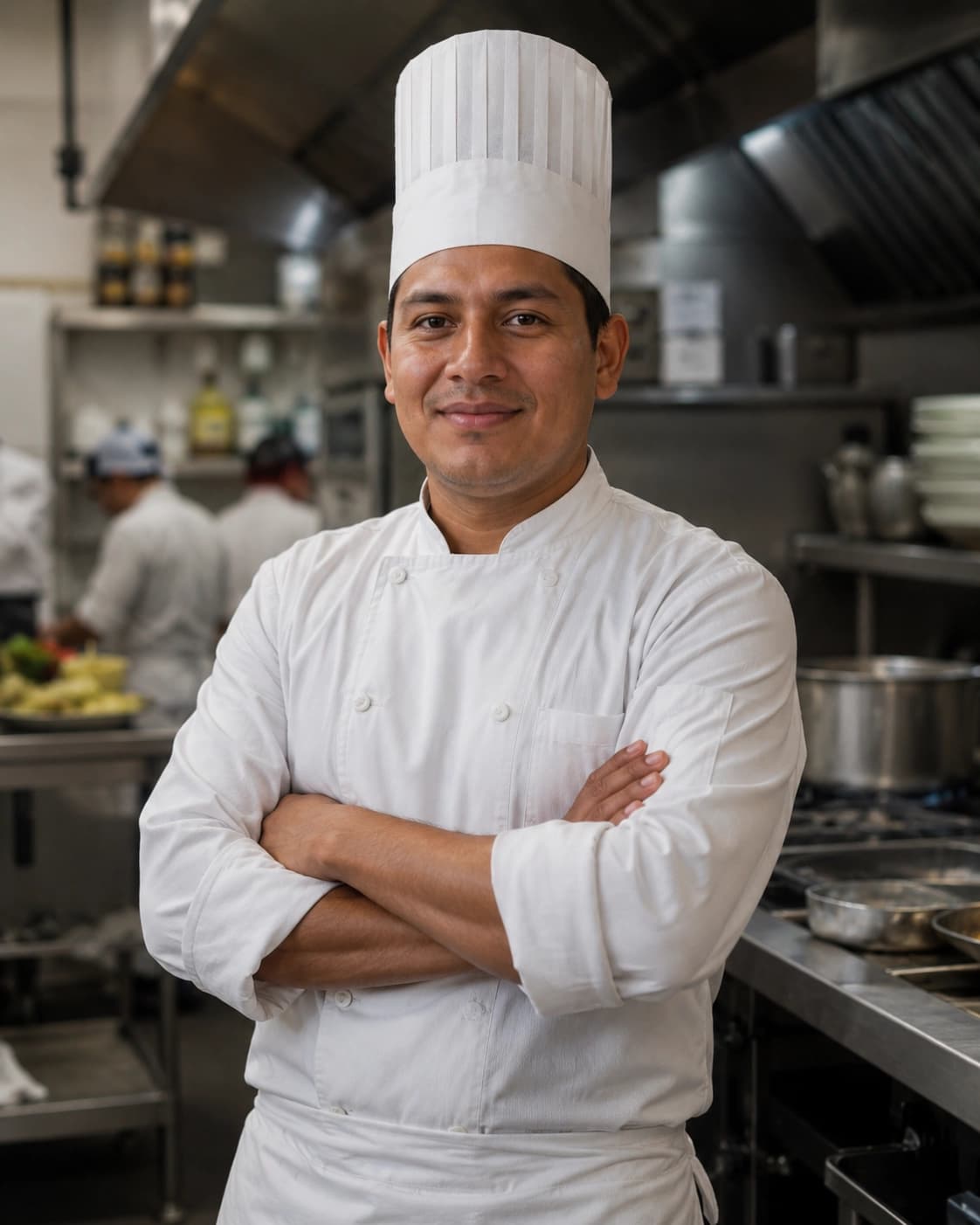 Chef trabajando en una cocina profesional a bordo