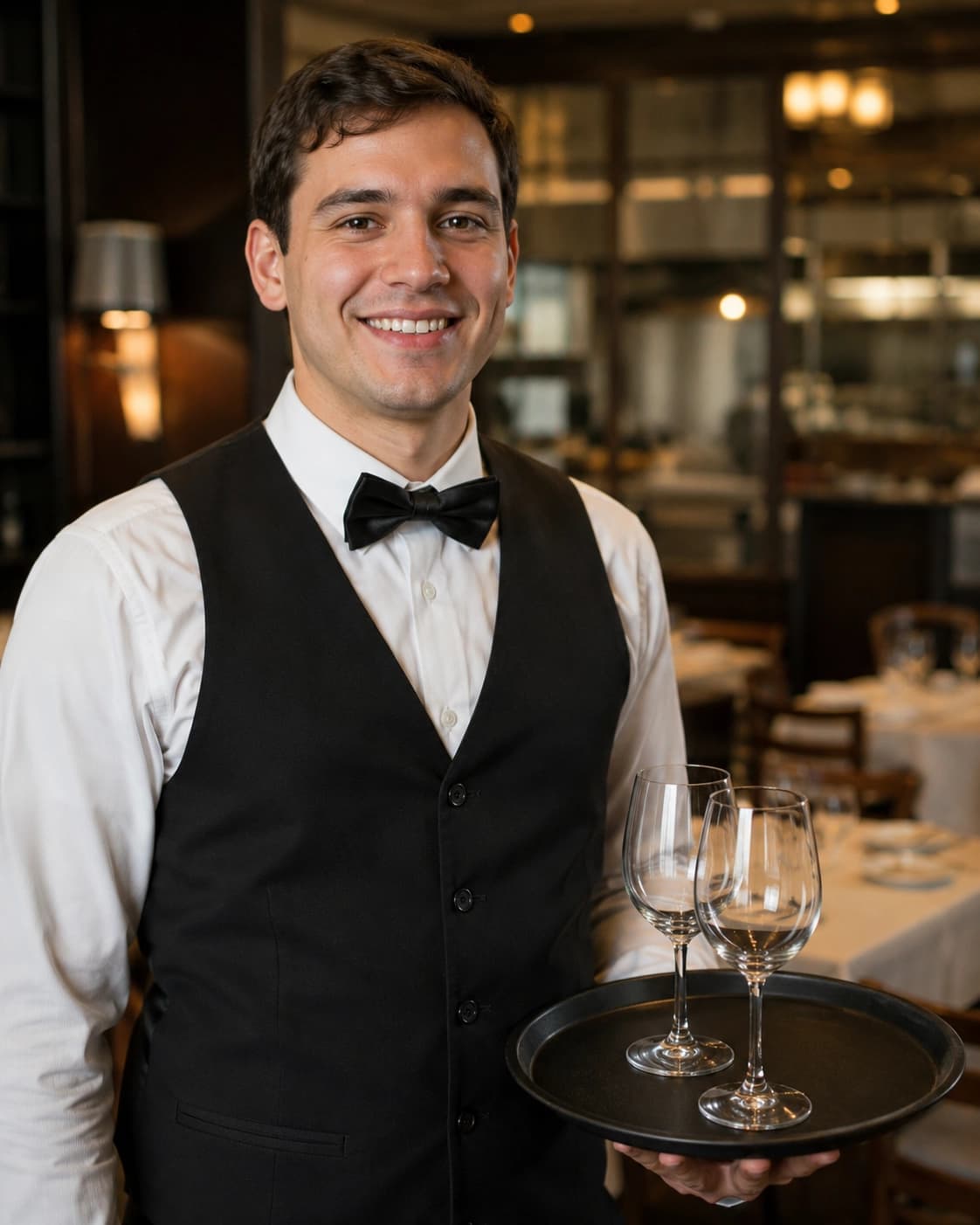Mesero trabajando en servicio de restaurante